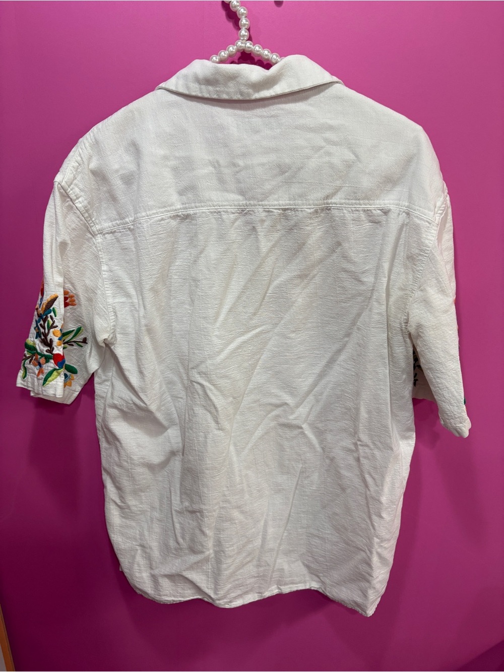 ZARA Flower Linen Embroidered shirt - Picture 4 of 4